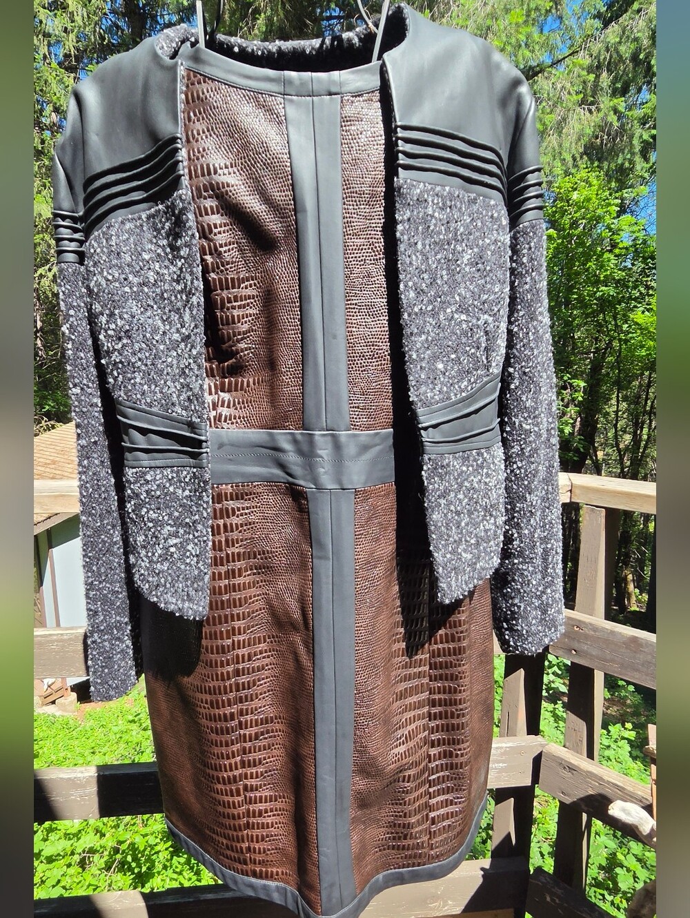 mark. Brown Faux-Croc Mini Dress with Black Trim SzXL Dress Only Listing - Picture 7 of 7